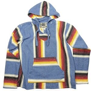 Senior Lopez Medium Striped Baja Rug Hoodie Multicolor Blue Men's